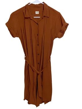 Bridge & Burn Shirt Dress Womens Small Button Belted Pockets Copper Sofia Boho